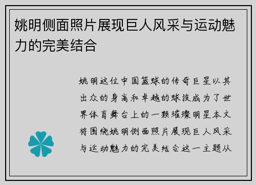 姚明侧面照片展现巨人风采与运动魅力的完美结合