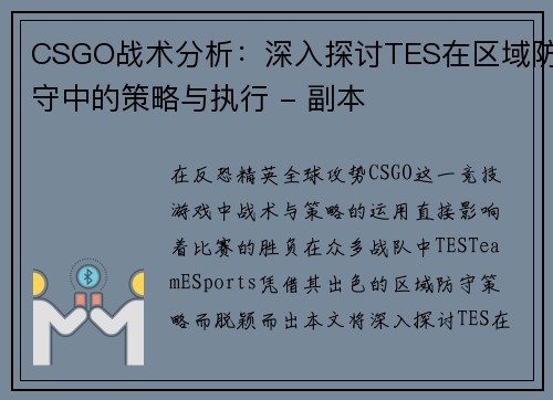 CSGO战术分析：深入探讨TES在区域防守中的策略与执行 - 副本
